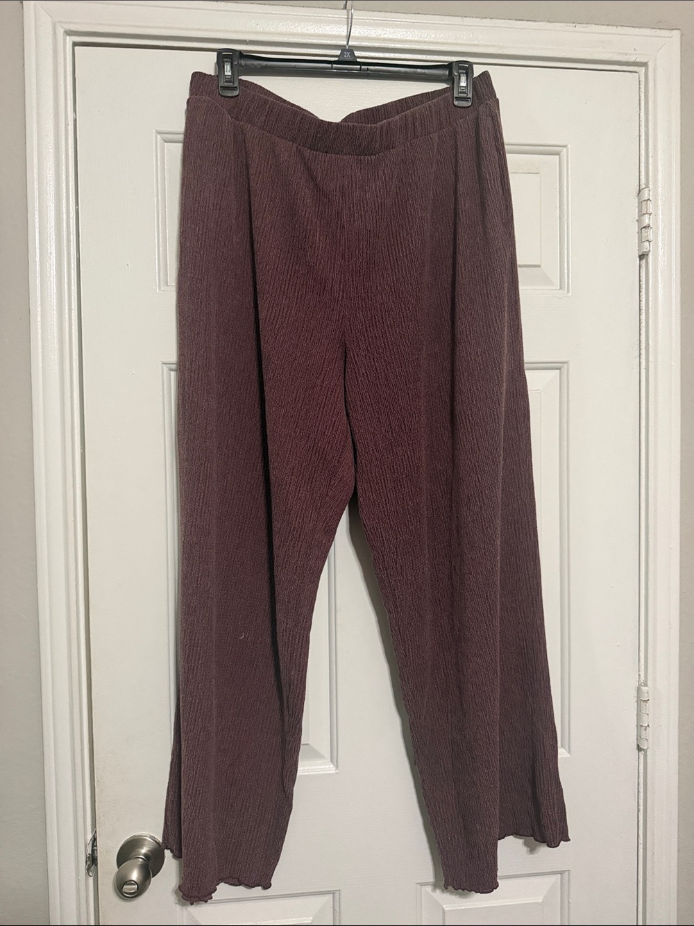 a new day Wide-Leg Ribbed Knit Pants - Mauve Plum